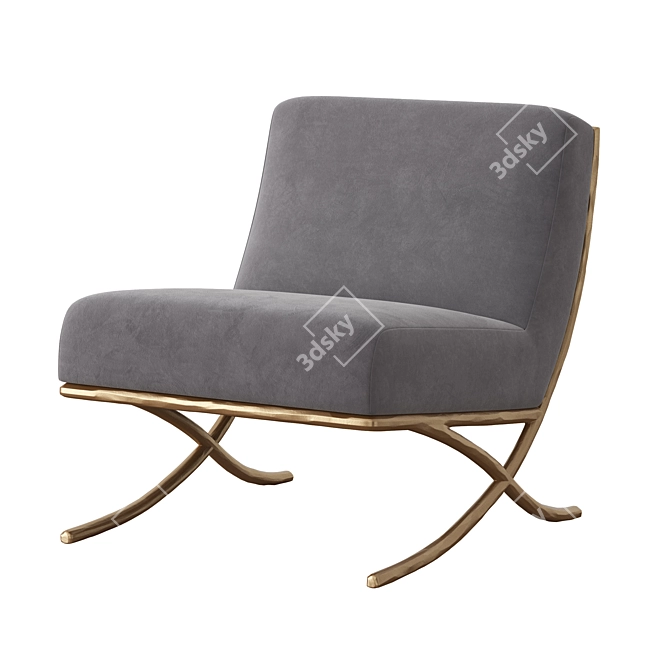 Thaddeus X-Base Accent Chair 3D model image 1