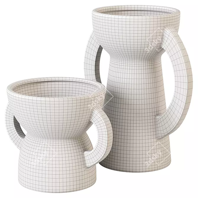 Amphora Ceramic Vases Set 3D model image 3