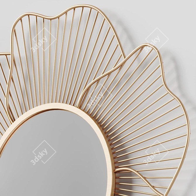 Elegant Blossom Leaf Wall Mirror 3D model image 2