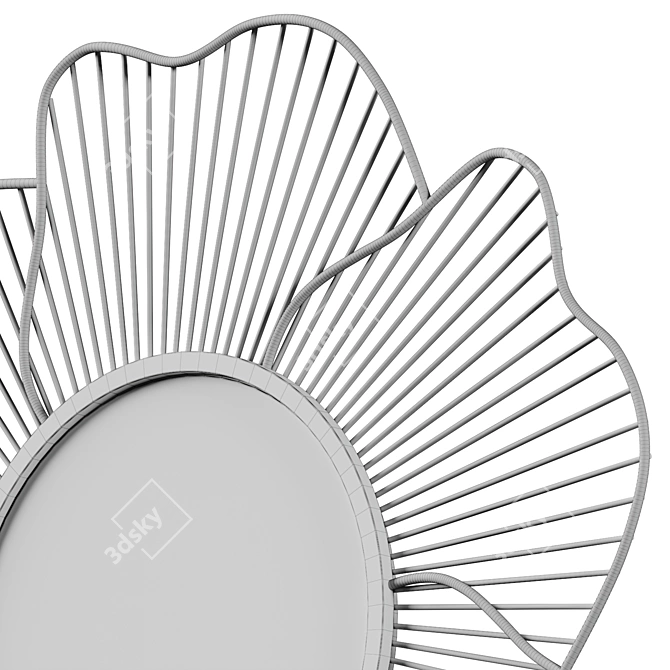 Elegant Blossom Leaf Wall Mirror 3D model image 5