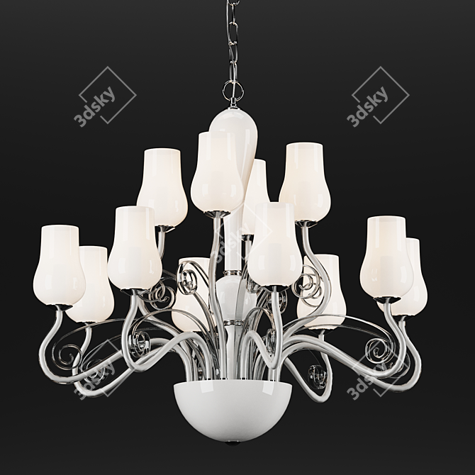 Ethereal Charm Blown Glass Chandelier 3D model image 2