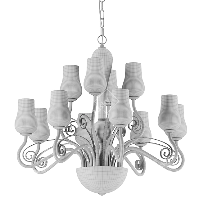 Ethereal Charm Blown Glass Chandelier 3D model image 4