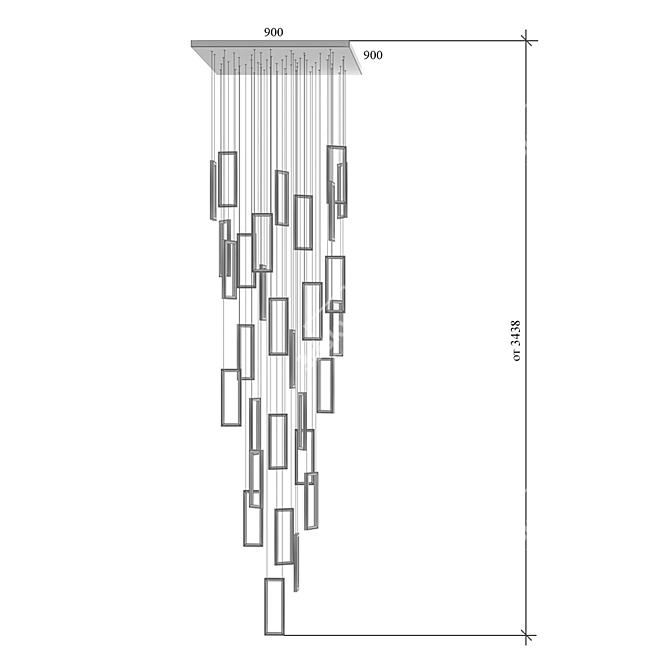 Modern Frame Chandelier IT-3412 3D model image 3