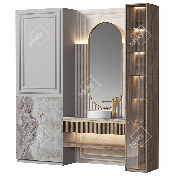 Modern Modular Bathroom Cabinet Set 3D model image 2