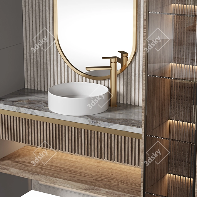 Modern Modular Bathroom Cabinet Set 3D model image 3