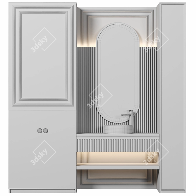 Modern Modular Bathroom Cabinet Set 3D model image 4