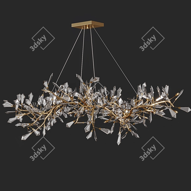 Modern Brass Crystal Chandelier 3D model image 3