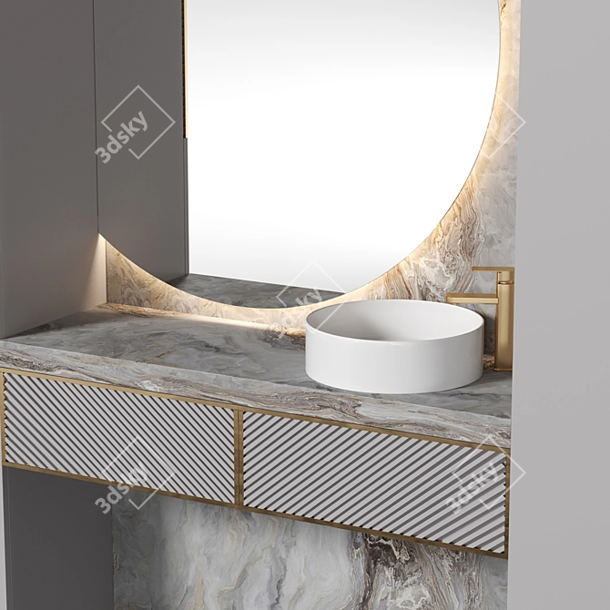 Modern Bathroom Furniture Set 3D model image 3