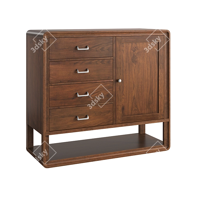 Walnut Veneer Hardwood Chicago Chest 3D model image 1