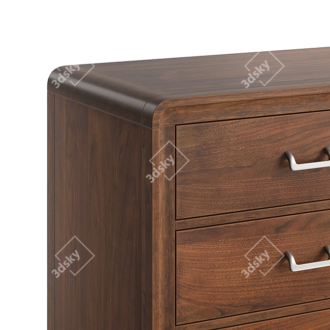 Walnut Veneer Hardwood Chicago Chest 3D model image 3