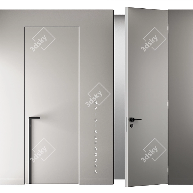  Sleek Invisible Door with Handles 3D model image 1