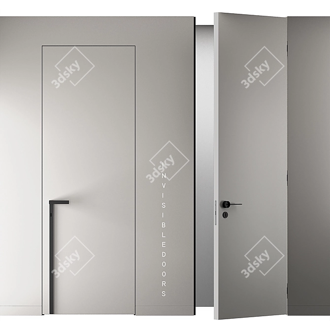  Sleek Invisible Door with Handles 3D model image 6