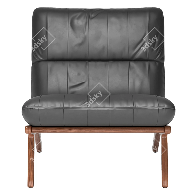 Stylish Leather Armchair with Wood Frame 3D model image 5