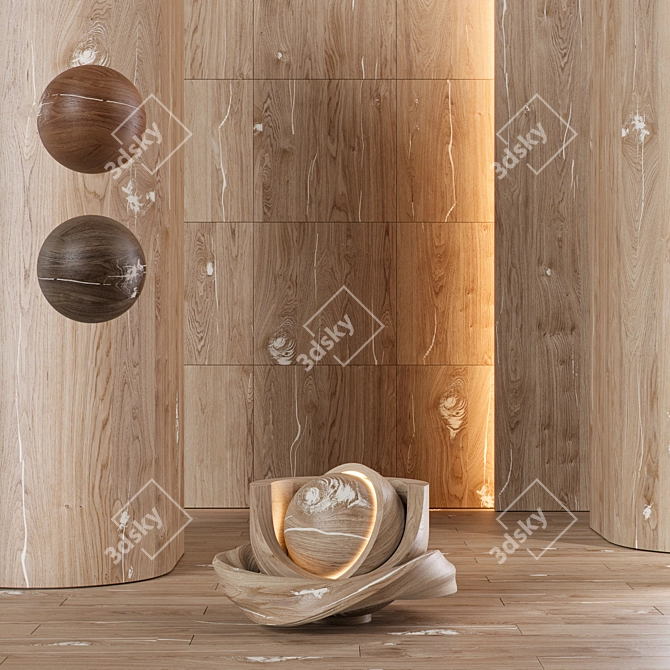 Vintage Oak Wood Texture Set 3D model image 1