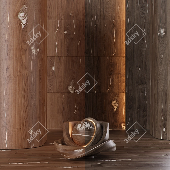 Vintage Oak Wood Texture Set 3D model image 3