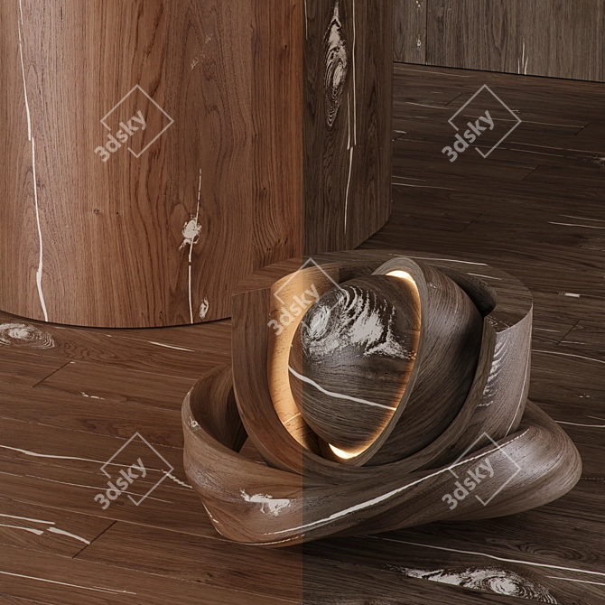 Vintage Oak Wood Texture Set 3D model image 4