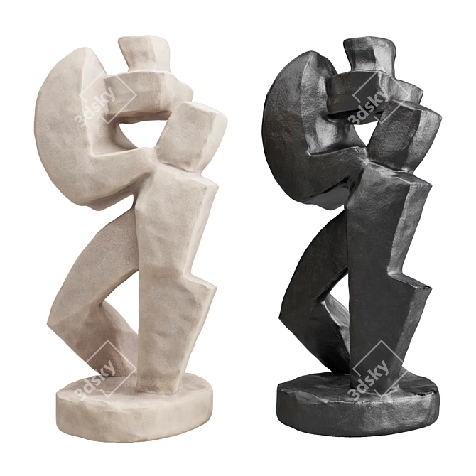 Cubist Metal Plaster Man Sculpture 3D model image 1