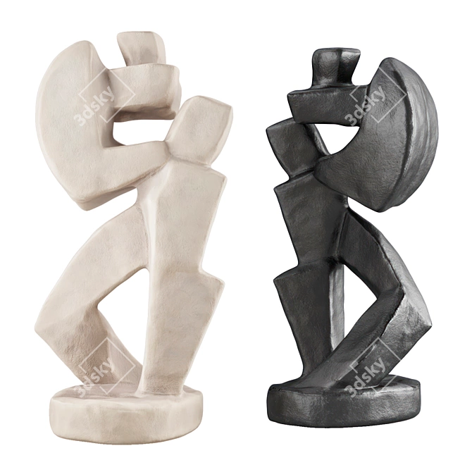 Cubist Metal Plaster Man Sculpture 3D model image 5