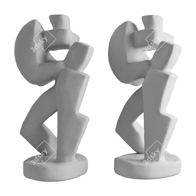 Cubist Metal Plaster Man Sculpture 3D model image 6