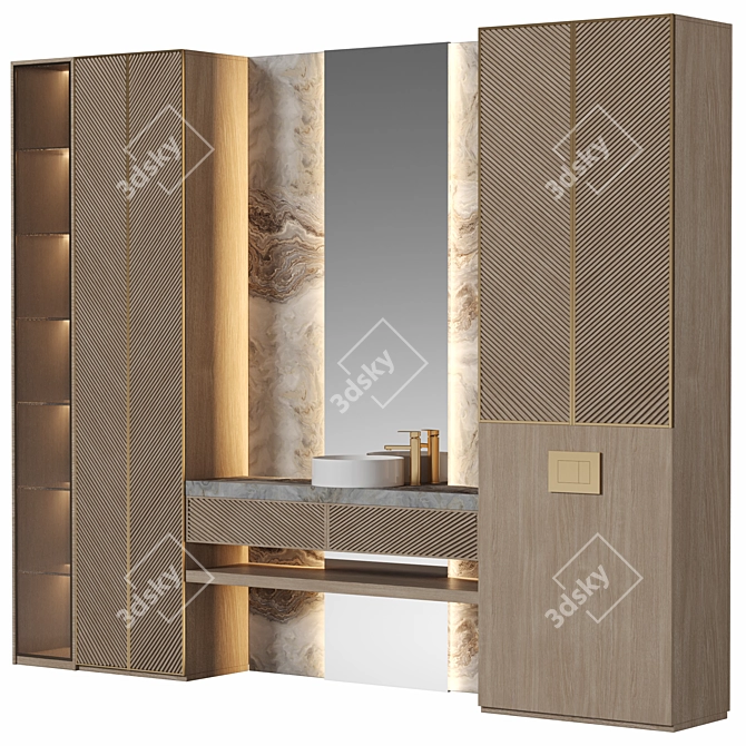 Modern Bathroom Furniture Set 3D model image 1