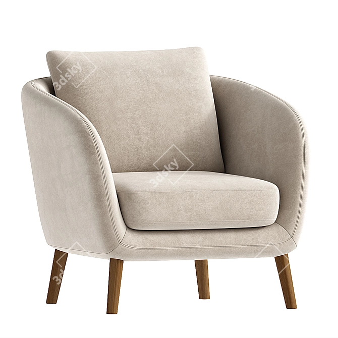 Modern White Armchair Design 3D model image 1