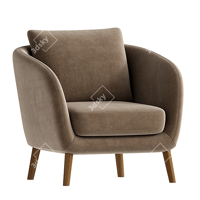 Modern White Armchair Design 3D model image 2