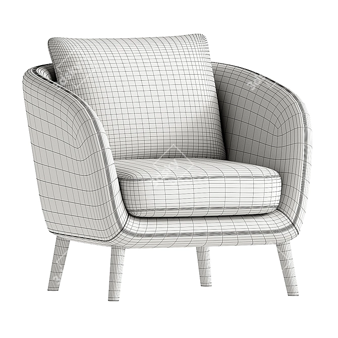 Modern White Armchair Design 3D model image 4