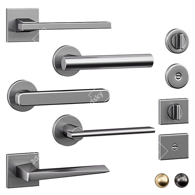 Luxury Set of Five Door Handles 3D model image 1