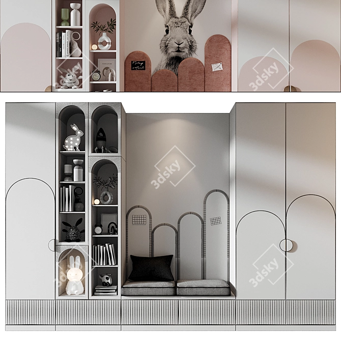 Custom Wardrobe Furniture Composition 775 3D model image 2