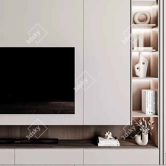 Modern TV Wall 3D Model 3D model image 3