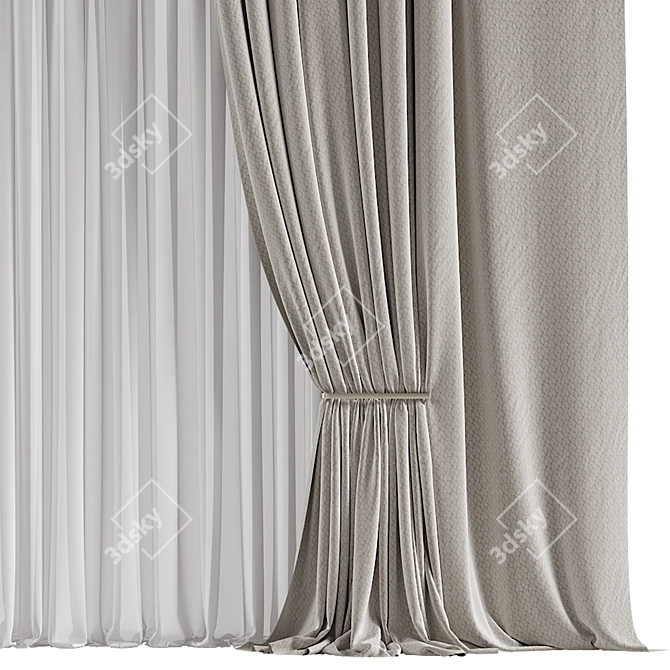 Folded Curtain 009 3D model image 2