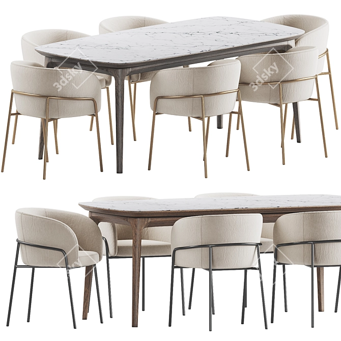 Modern Dining Set V-Ray 3Ds 3D model image 4