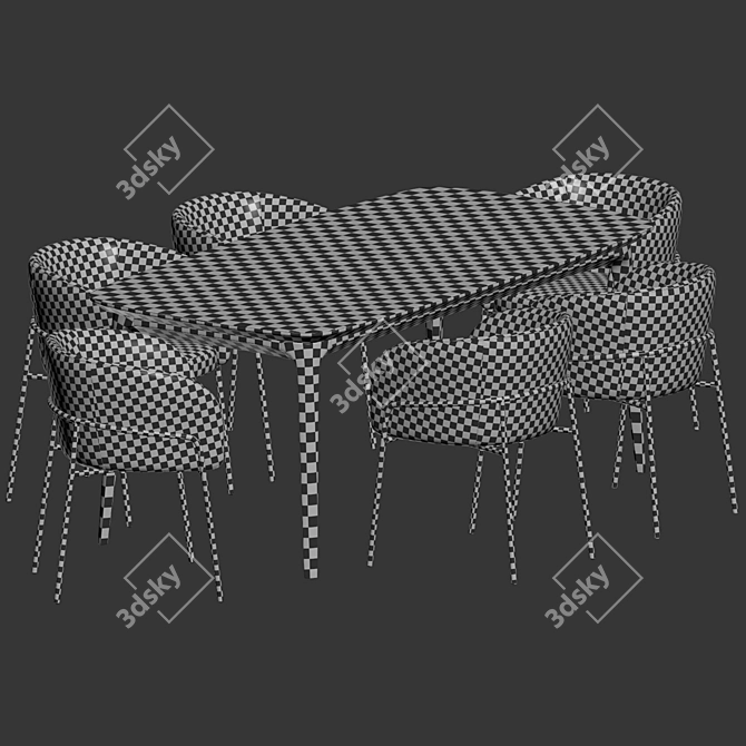 Modern Dining Set V-Ray 3Ds 3D model image 6