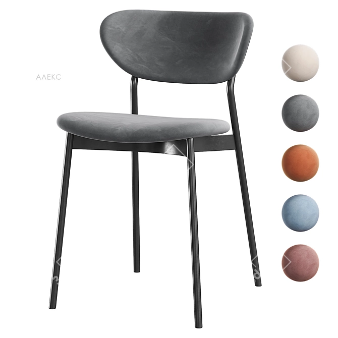 Alex Dining Chair Beige Velvet 3D model image 3