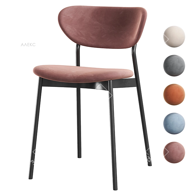 Alex Dining Chair Beige Velvet 3D model image 5