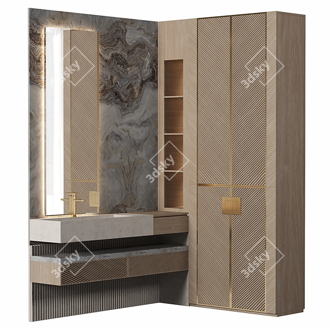 Luxury Bathroom Storage Set 3D model image 1