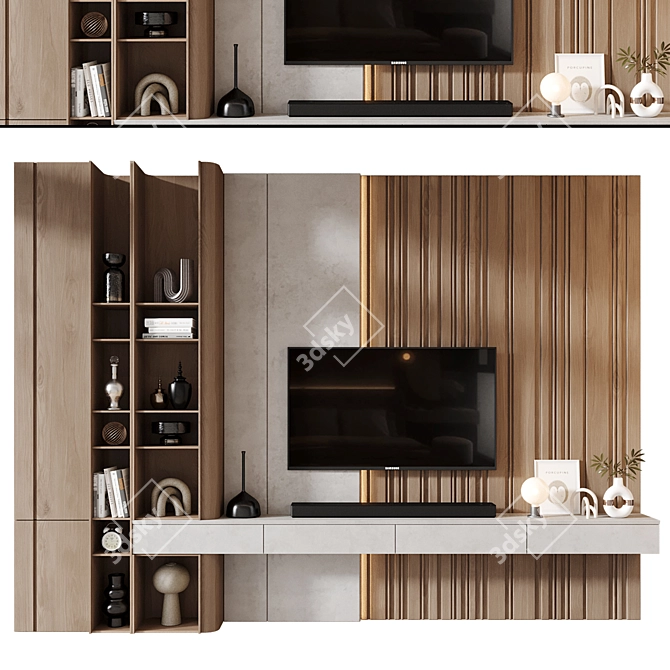 Modern Living Room TV Shelf 3D model image 1