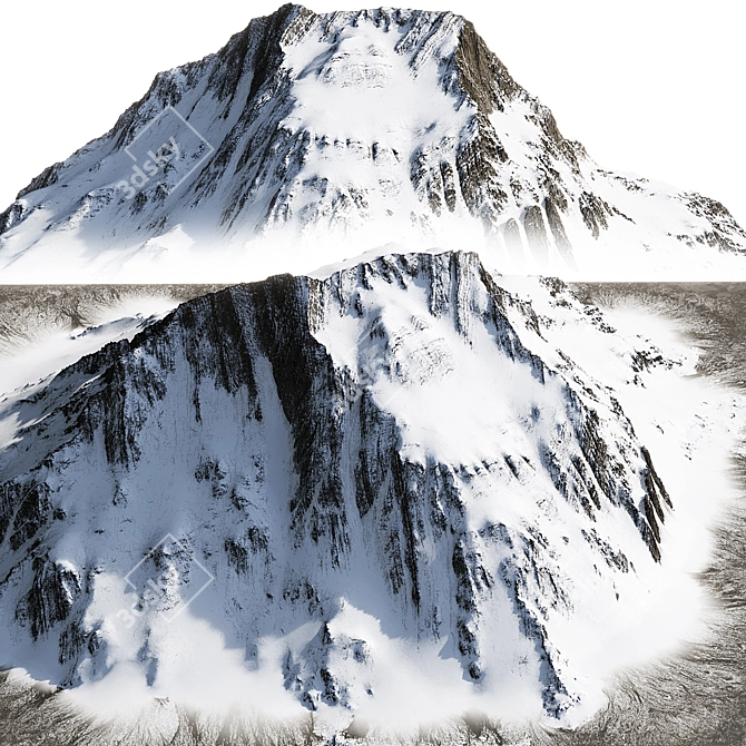 Snowy Mountain Scene 8K Texture 3D model image 1