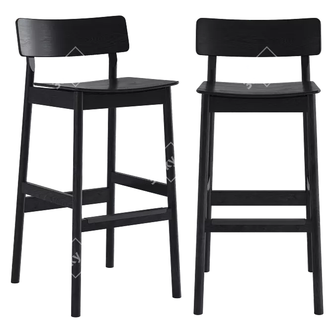 Modern Black PAUSE Bar Stool 3D model image 1