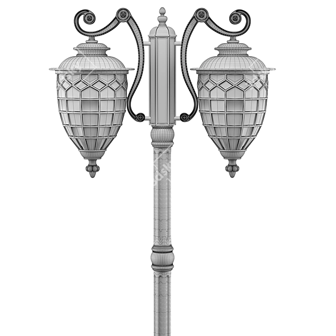 European Style Aluminum Garden Street Lamp 3D model image 3