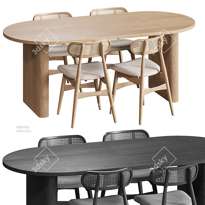 Scandinavian Dining Set Furniture 3D model image 1