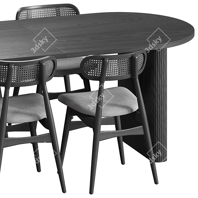 Scandinavian Dining Set Furniture 3D model image 3