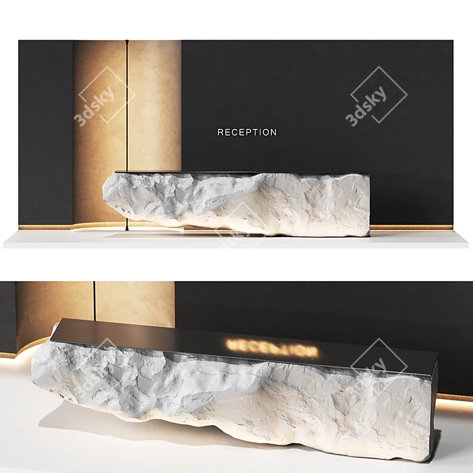 Natural Rock Reception Desk Set 3D model image 1