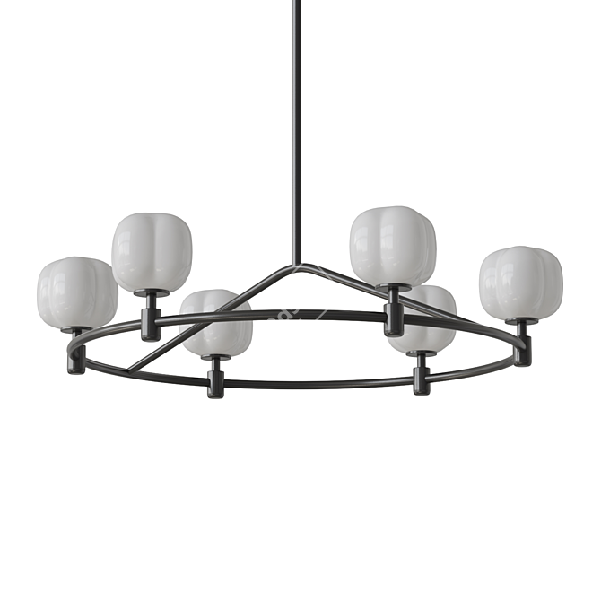 Elegant Ring Chandelier with White Glass Globes 3D model image 1