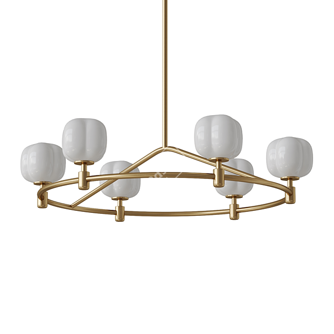 Elegant Ring Chandelier with White Glass Globes 3D model image 2