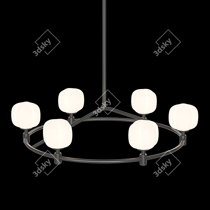 Elegant Ring Chandelier with White Glass Globes 3D model image 3