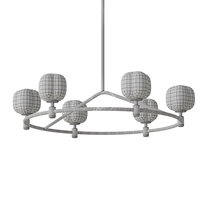 Elegant Ring Chandelier with White Glass Globes 3D model image 4