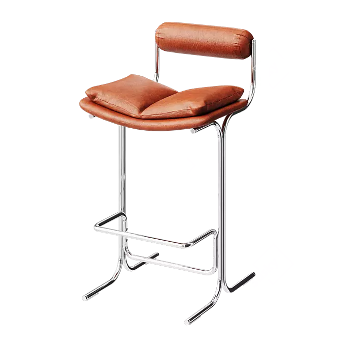 Retro Elegance Leather Bar Stools 3D model image 1