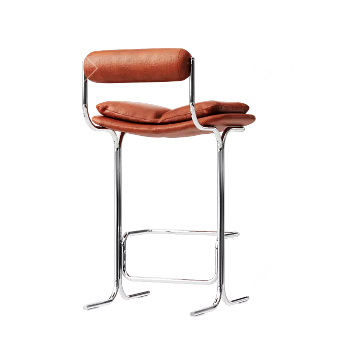 Retro Elegance Leather Bar Stools 3D model image 2