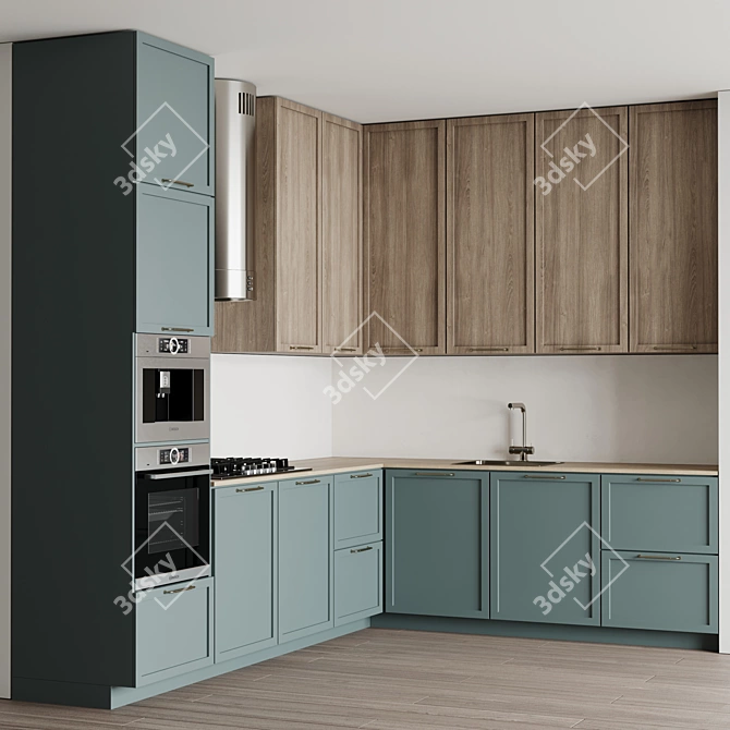 Modern Bosch Kitchen Set Gray 3D model image 1